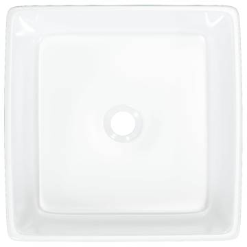 Elegant White Ceramic Square Wash Basin - 37x37 cm