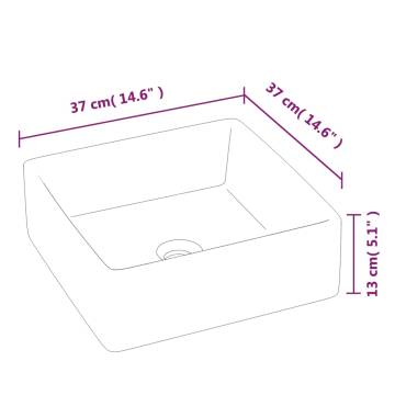 Elegant White Ceramic Square Wash Basin - 37x37 cm