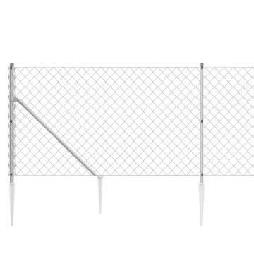 Chain Link Fence with Spike Anchors - Silver 1.1x25 m