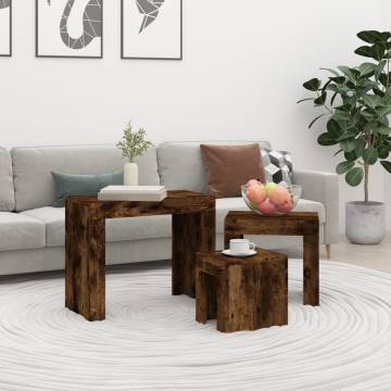 Nesting Coffee Tables - 3 pcs Smoked Oak Engineered Wood