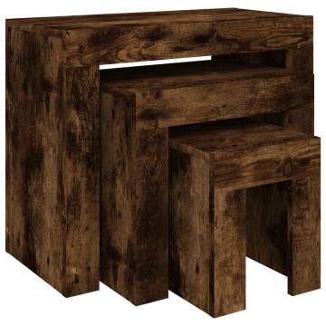 Nesting Coffee Tables - 3 pcs Smoked Oak Engineered Wood