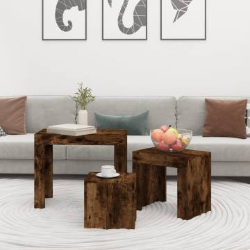 Nesting Coffee Tables - 3 pcs Smoked Oak Engineered Wood