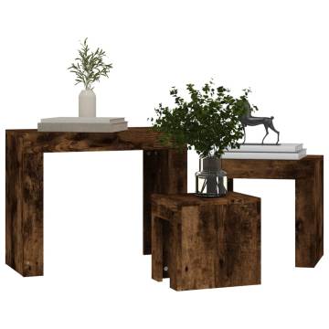 Nesting Coffee Tables - 3 pcs Smoked Oak Engineered Wood