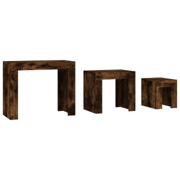 Nesting Coffee Tables - 3 pcs Smoked Oak Engineered Wood