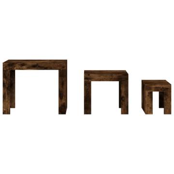 Nesting Coffee Tables - 3 pcs Smoked Oak Engineered Wood