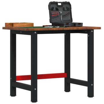 Workbench Dark Brown 100x60 cm | Solid Wood Oak | Durable Design