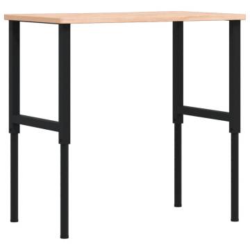 Robust Solid Wood Beech Workbench - 100x(55-60)x(71.5-98) cm