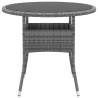 Stylish Ø80 cm Garden Table - Tempered Glass & Poly Rattan Grey