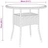 Stylish Ø80 cm Garden Table - Tempered Glass & Poly Rattan Grey