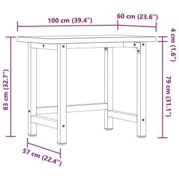 Workbench 100x(55-60)x83 cm Solid Beech Wood - Durable & Versatile