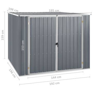 Durable Grey Garden Shed 195x198 cm | Galvanised Steel Storage