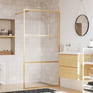 Gold Walk-in Shower Wall with Clear ESG Glass - 115x195 cm