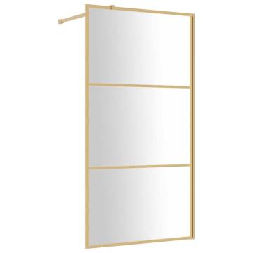 Gold Walk-in Shower Wall with Clear ESG Glass - 115x195 cm