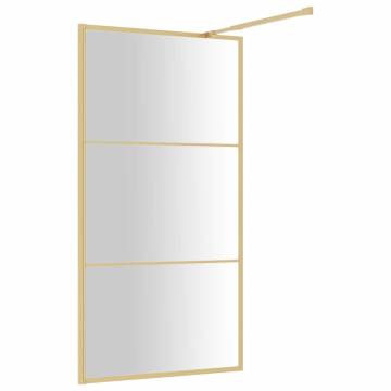 Gold Walk-in Shower Wall with Clear ESG Glass - 115x195 cm