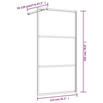 Gold Walk-in Shower Wall with Clear ESG Glass - 115x195 cm