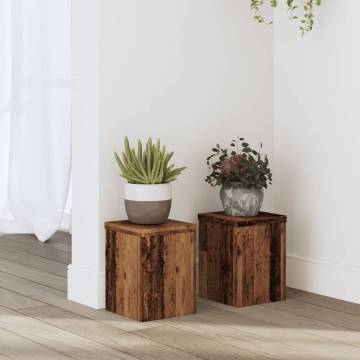 Plant Stands 2 pcs Old Wood - Durable Engineered Wood Design