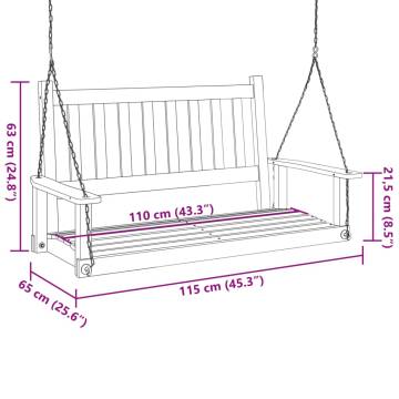 Garden Swing Bench with Metal Chains - Durable Solid Wood