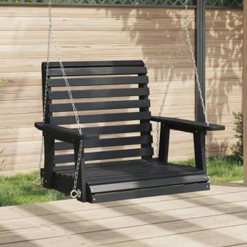 Garden Swing Chair - Black Solid Wood Fir with Metal Chains