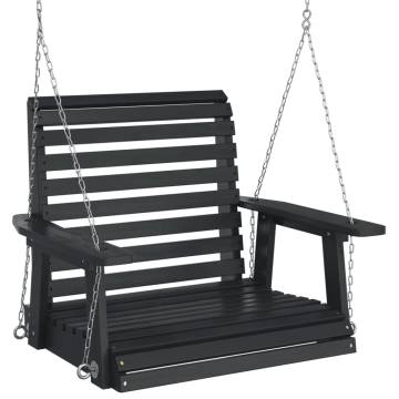 Garden Swing Chair - Black Solid Wood Fir with Metal Chains