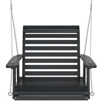 Garden Swing Chair - Black Solid Wood Fir with Metal Chains