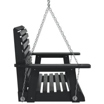 Garden Swing Chair - Black Solid Wood Fir with Metal Chains