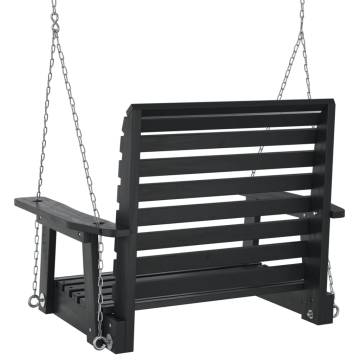 Garden Swing Chair - Black Solid Wood Fir with Metal Chains