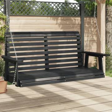 Garden Swing Bench with Metal Chains - Black Solid Wood Fir