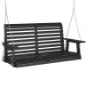 Garden Swing Bench with Metal Chains - Black Solid Wood Fir