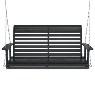 Garden Swing Bench with Metal Chains - Black Solid Wood Fir