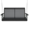 Garden Swing Bench with Metal Chains - Black Solid Wood Fir