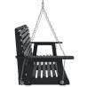 Garden Swing Bench with Metal Chains - Black Solid Wood Fir