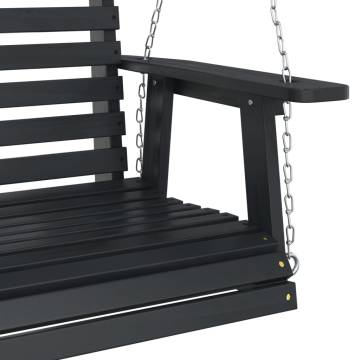 Garden Swing Bench with Metal Chains - Black Solid Wood Fir