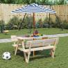  Picnic Table for 4 Kids with Umbrella Solid Wood Fir Colour brown and blue Quantity in Package 1 