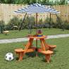  Picnic Table for 4 Kids with Umbrella Round Solid Wood Fir Colour dark brown and blue Quantity in Package 1 