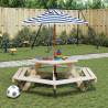  Picnic Table for 6 Kids with Umbrella Hexagon Solid Wood Fir Colour brown and blue Quantity in Package 1 