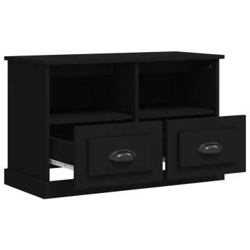 Stylish Black TV Cabinet - 80x35x50 cm Engineered Wood