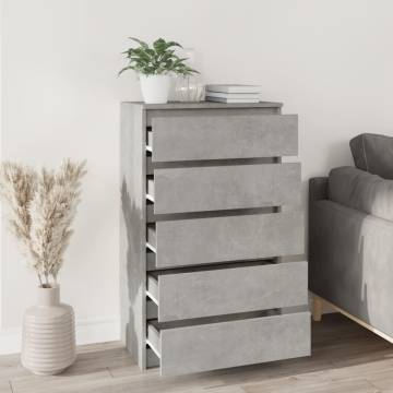 Elegant Drawer Cabinet in Concrete Grey - 60x36x103 cm