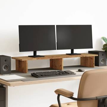 Stylish Monitor Stand in Old Wood - Enhance Your Workspace