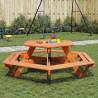  Picnic Table for 6 Kids with Benches Hexagon Solid Wood Fir Colour dark brown Quantity in Package 1 