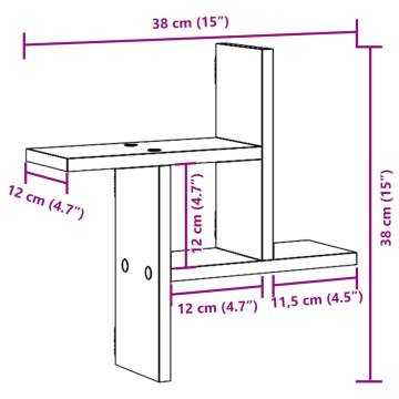 Wall Shelves 2 pcs Black 38x12x38 cm - Durable Engineered Wood