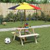  Picnic Table for 4 Kids with Umbrella Solid Wood Fir Colour brown and multicolour Quantity in Package 1 