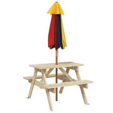 Picnic Table for 4 Kids with Umbrella | Solid Wood Fir