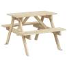 Picnic Table for 4 Kids with Umbrella | Solid Wood Fir