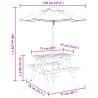 Picnic Table for 4 Kids with Umbrella | Solid Wood Fir