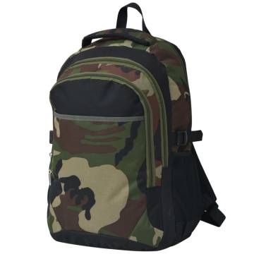 School Backpack 40L Black & Camouflage - Durable & Spacious