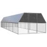  Chicken Cage 3x12x2 m Galvanised Steel Colour silver and grey Size 3 x 12 x 2 m Model with partially-covered roof 