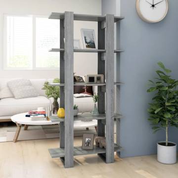 Stylish Grey Sonoma Book Cabinet & Room Divider - 80x30x160 cm