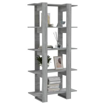 Stylish Grey Sonoma Book Cabinet & Room Divider - 80x30x160 cm