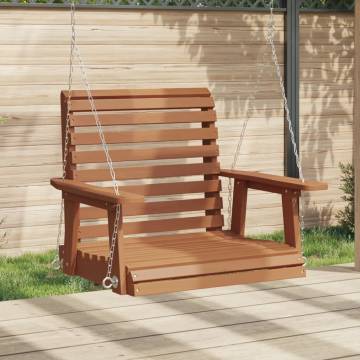 Garden Swing Chair - Brown Solid Wood Fir with Metal Chains