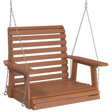 Garden Swing Chair - Brown Solid Wood Fir with Metal Chains